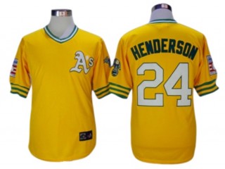 Oakland Athletics #24 Rickey Henderson God Throwback Jersey
