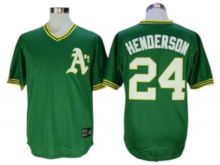 Oakland Athletics #24 Rickey Henderson Green Throwback Jersey