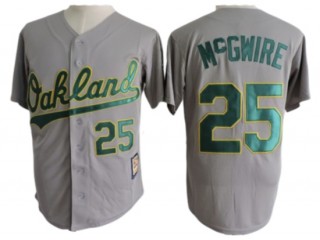 Oakland Athletics #25 Mark McGwire Gray Cooperstown Collection Throwback Jersey