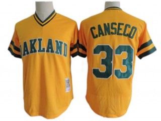 Oakland Athletics #33 Jose Canseco Gold Throwback Jersey