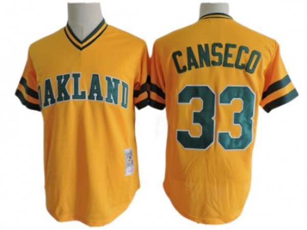 Oakland Athletics #33 Jose Canseco Gold Throwback Jersey