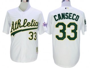 Oakland Athletics #33 Jose Canseco White Throwback Jersey