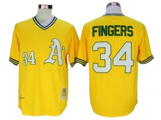 Oakland Athletics #34 Rollie Fingers Gold 1972 Throwback Jersey