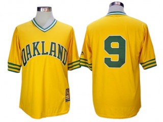 Oakland Athletics #9 Reggie Jackson Gold Turn Back The Clock Copperstown Collection Jersey