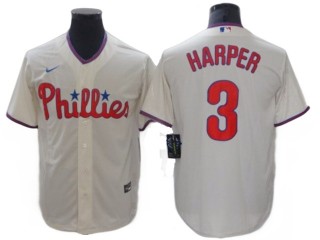 Philadelphia Phillies #3 Bryce Harper Cream Cool Base Jersey