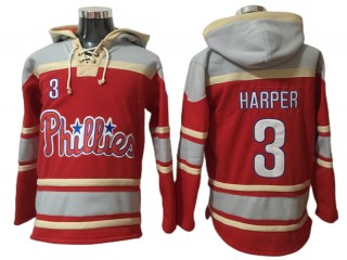 Philadelphia Phillies #3 Bryce Harper Hoodie - Gray/Red