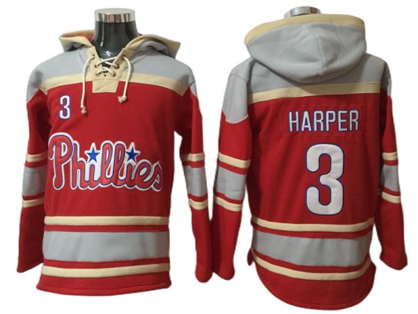 Philadelphia Phillies #3 Bryce Harper Hoodie - Gray/Red