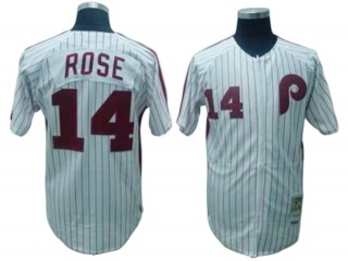 Philadelphia Phillies #14 Pete Rose White Throwback Jersey
