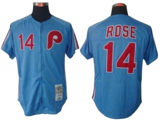 Philadelphia Phillies #14 Pete Rose Light Blue 1980 Throwback Jersey