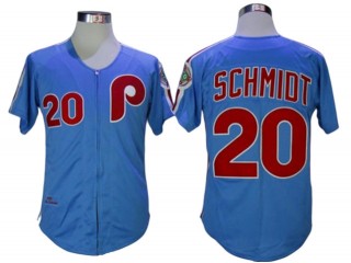 Philadelphia Phillies #20 Mike Schmidt Light Blue 1983 Throwback Jersey