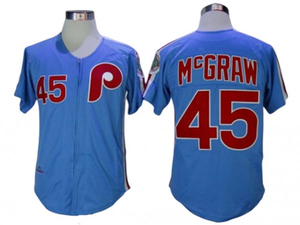 Philadelphia Phillies #45 Tug McGraw Light Blue 1983 Throwback Jersey