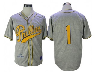 Philadelphia Phillies #1 Chuck Klein 1938 Gray Throwback Jersey