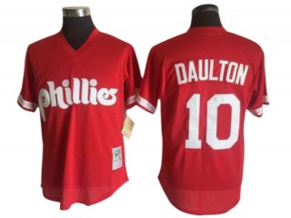 Philadelphia Phillies #10 Darren Daulton 1991 Red Cooperstown Mesh Batting Practice Jersey