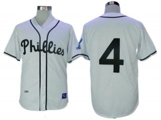 Philadelphia Phillies #4 Jimmie Foxx White 1945 Throwback Jersey