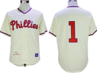 Philadelphia Phillies #1 Richie Ashburn Cream 1948 Throwback Jersey