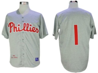 Philadelphia Phillies #1 Richie Ashburn 1950 Gray Throwback Jersey