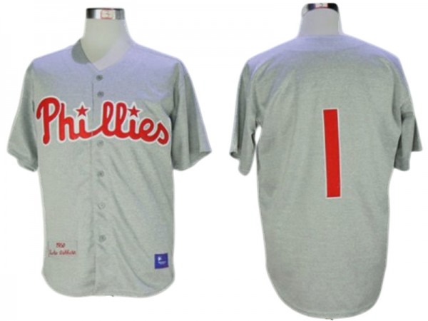 Philadelphia Phillies #1 Richie Ashburn 1950 Gray Throwback Jersey