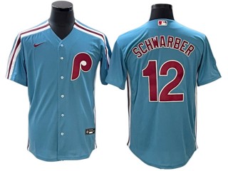 Philadelphia Phillies #12 Kyle Schwarber Light Blue Cool Base Jersey