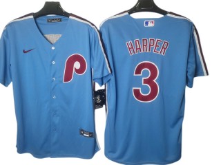 Philadelphia Phillies #3 Bryce Harper Light Blue Cool Base Jersey