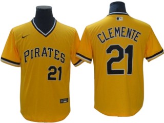 Pittsburgh Pirates #21 Roberto Clemente Yellow Cooperstown Jersey