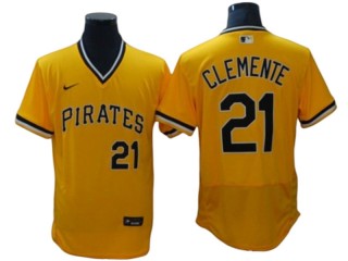 Pittsburgh Pirates #21 Roberto Clemente Yellow Cooperstown Flex Base Jersey