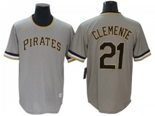 Pittsburgh Pirates #21 Roberto Clemente Gray Cooperstown Collection Jersey