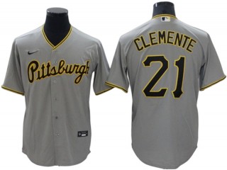 Pittsburgh Pirates #21 Roberto Clemente Gray Road Cool Base Jersey