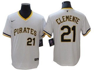 Pittsburgh Pirates #21 Roberto Clemente White Cooperstown Jersey