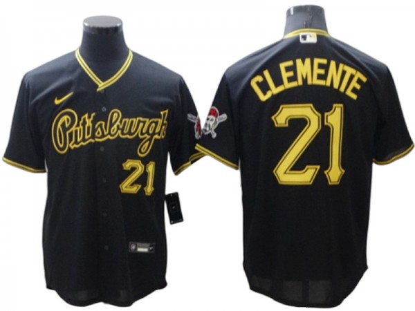 Pittsburgh Pirates #21 Roberto Clemente Black Alternate Cool Base Jersey