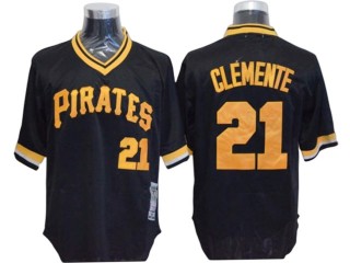 Pittsburgh Pirates #21 Roberto Clemente Black 1971 Throwback Jersey