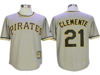 Pittsburgh Pirates #21 Roberto Clemente Gray Cooperstown Collection Throwback Jersey