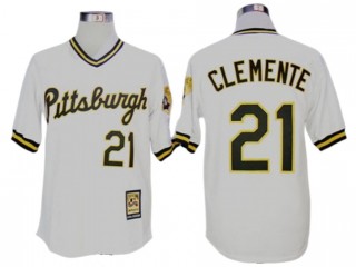 Pittsburgh Pirates #21 Roberto Clemente White Cooperstown Collection Throwback Jersey