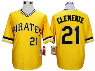 Pittsburgh Pirates #21 Roberto Clemente Yellow 1971 Throwback Jersey