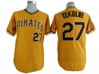 Pittsburgh Pirates #27 Kent Tekulve Yellow Throwback Jersey