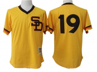 San Diego Padres #19 Tony Gwynn Yellow 1982 Cooperstown Mesh Batting Practice Jersey