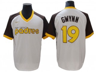 San Diego Padres #19 Tony Gwynn White Home Cooperstown Collection Team Jersey