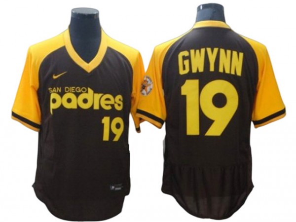 San Diego Padres #19 Tony Gwynn Brown Cooperstown Colletcion Flex Base Jersey