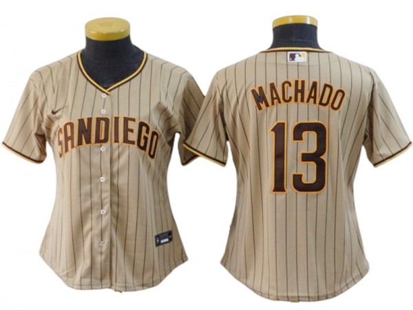 Women's San Diego Padres #13 Manny Machado Jersey - White /Brown/Sand