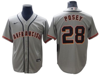 San Francisco Giants #28 Buster Posey Gray Road Cool Base Jersey