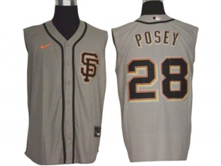 San Francisco Giants #28 Buster Posey Gray Sleeveless Cool Base Jersey
