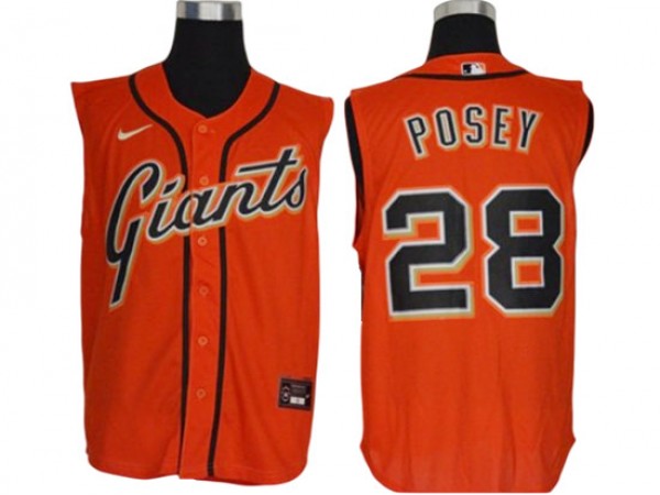 San Francisco Giants #28 Buster Posey Orange Sleeveless Cool Base Jersey