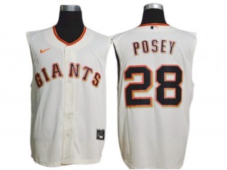 San Francisco Giants #28 Buster Posey Cream Sleeveless Cool Base Jersey