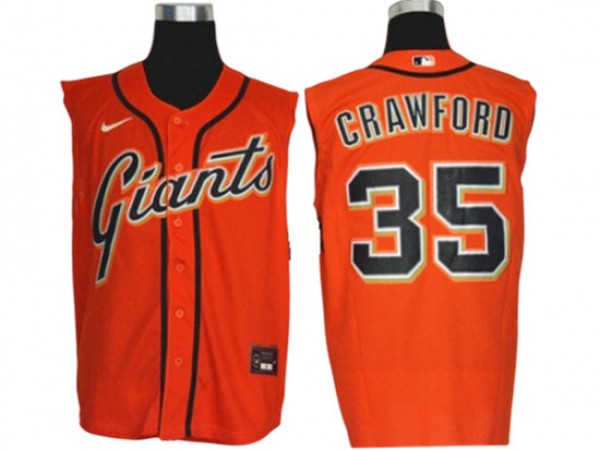 San Francisco Giants #35 Brandon Crawford Orange Sleeveless Cool Base Jersey