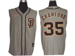 San Francisco Giants #35 Brandon Crawford Gray Sleeveless Cool Base Jersey