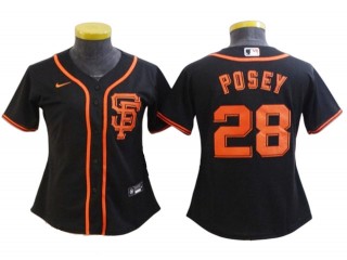 Women's San Francisco Giants #28 Buster Posey Cool Base Jersey - Cream/Black