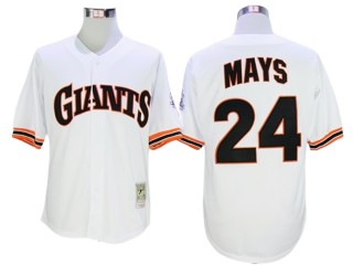 San Francisco Giants #24 Willie Mays White 1951 Throwback Jersey