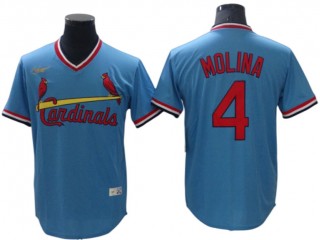 St. Louis Cardinals #4 Yadier Molina Light Blue Cooperstown Collection Cool Base Jersey