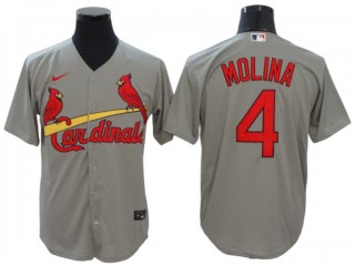 St. Louis Cardinals #4 Yadier Molina Gray Road Cool Base Jersey