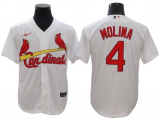 St. Louis Cardinals #4 Yadier Molina White Home Cool Base Jersey