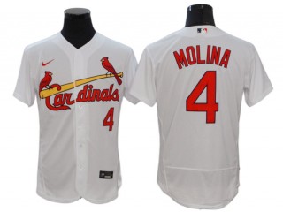 St. Louis Cardinals #4 Yadier Molina White Home Flex Base Jersey